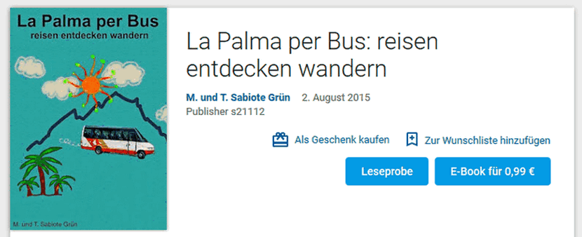 Bildschirmfoto von play.google.com mit dem Buch-Cover von La Palma per Bus